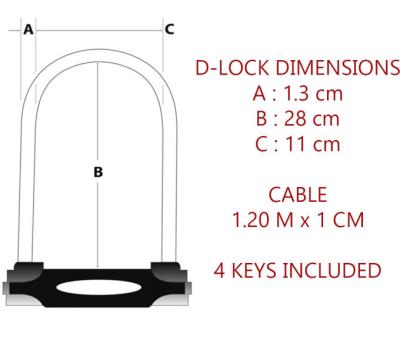 Master Lock B&uuml;gelschloss 8285LW Schwarz 13 mm x 280 mm x 110 mm / 10 mm x 1200 mm Schl&uuml;ssel Produktbild 4